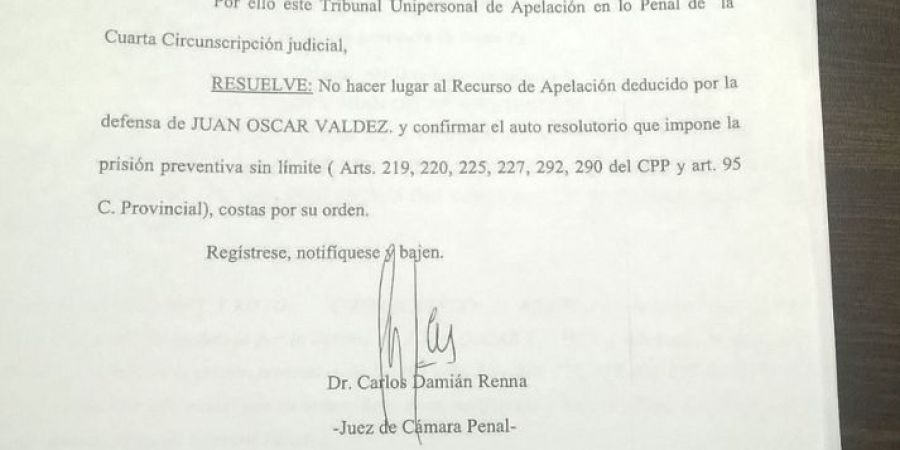 Caso Rosalía: Juan Valdéz seguirá detenido sin plazo