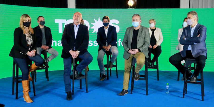 Con el apoyo de Alberto Fernandez, se presentaron los precandidatos de la lista celeste y blanca de Perotti