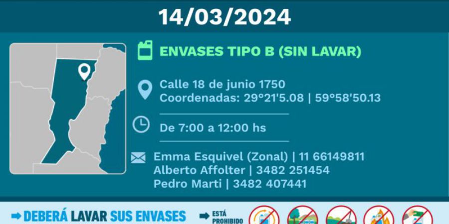 Jornada de recepción y concientización sobre envases vacíos de fitosanitarios